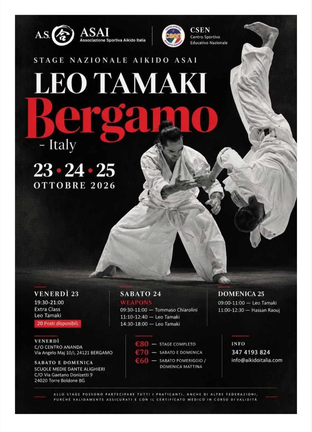 Stage Nazionale Aikido ASAI con Leo Tamaki a Bergamo